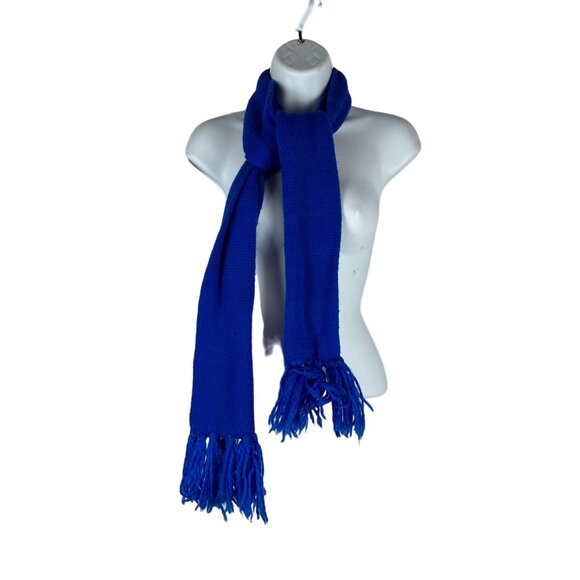 Vintage Blue Acrylic Scarf With Fringe Made In Japan - Picture 2 of 3
